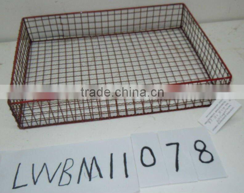 LWBM11081 Metal green wire tray w handle