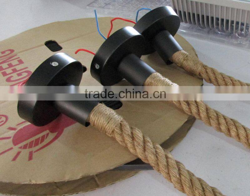 Retro DIY Art Hemp Rope Pendant Light 200cm Creative Art Chandelier Dining Room LED Droplight