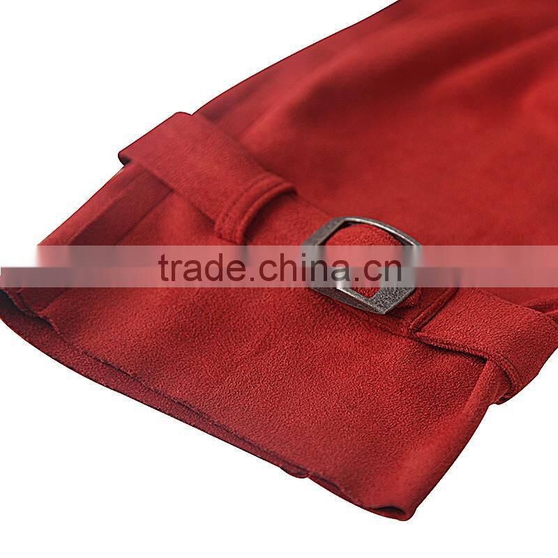 PY-086 Gothic Autumn Turn-down Collar Fitted Micro Suede Ladies Tassel Coats