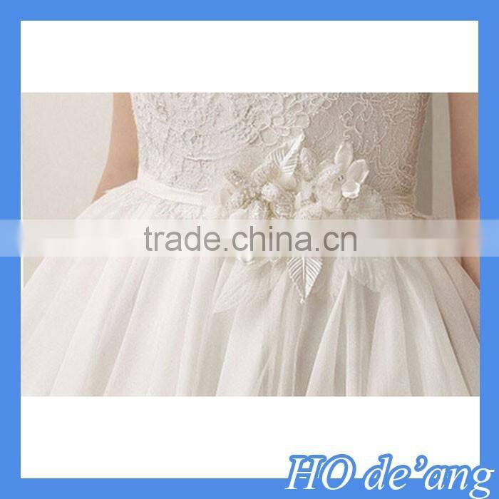 HOGIFT Simple word shoulder sexy lace wedding dress,Printed Flowers Luxurious Long Train Wedding Dress