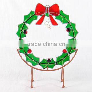 MX040051 tiffany style holiday gift stained glass candle holder for christmas decoration