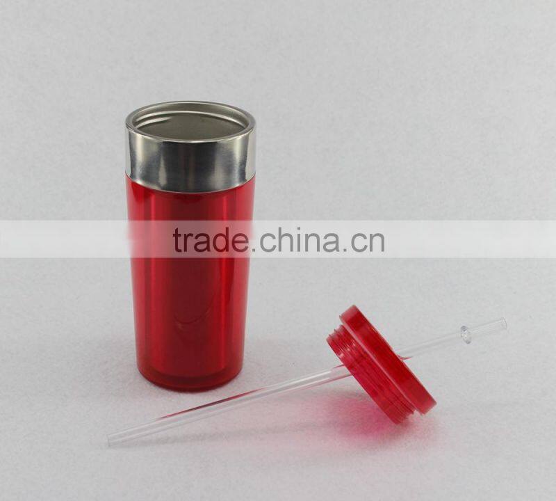 14oz 400ml Double Wall Promotional Coffee Mug with Paper Insert screw lids