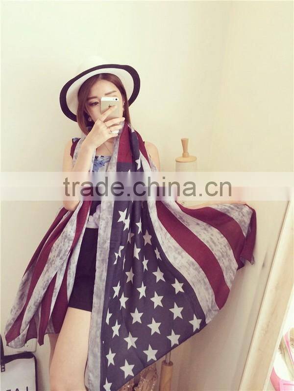 VINTAGE Team USA Boho American Flag Knit Scarf, Infinity Loop Circle Scarf, Cotton Lightweight Patriots' Day Gift