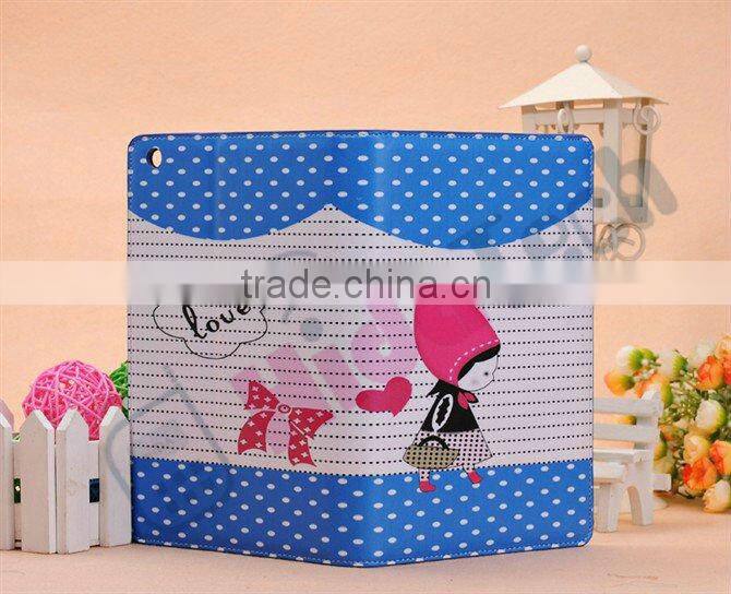 For iPad Mini Leather Case,Dot & Little Girl Design Book Style Leather Case for iPad Mini,Leather PC Cover Case