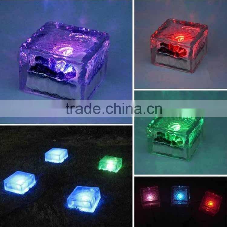 Outdoor home garden led paver light glass solar ice brick light