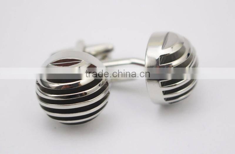 Unisex Hollow Striped Round Brass Shirt Cufflinks