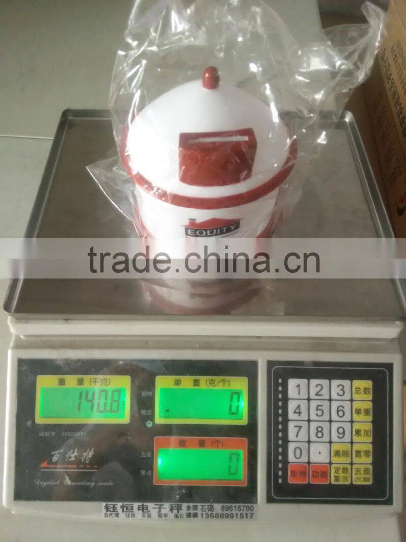 plastic pvc house shape coin bank with lock for kids