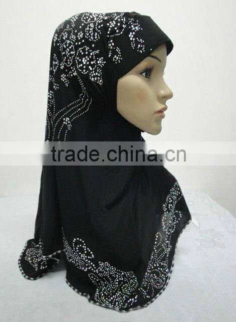 H123 new design one piece muslim hijab with rhinesones