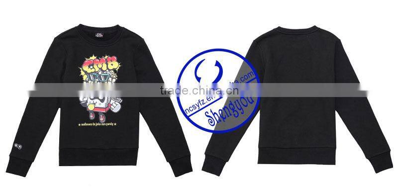 Custom 100% Fleece Polyester Men Black Pullover Printed Hoodie Sweatshirts