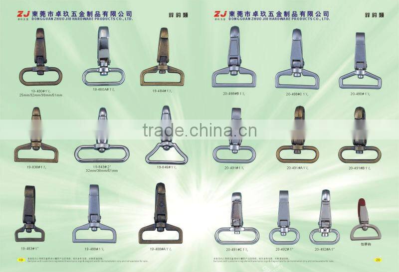 Wholesale metal silver different size bag snap hook bag belt hook