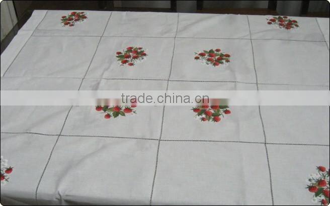Hand hemstitched and embroidered table cloth No.23