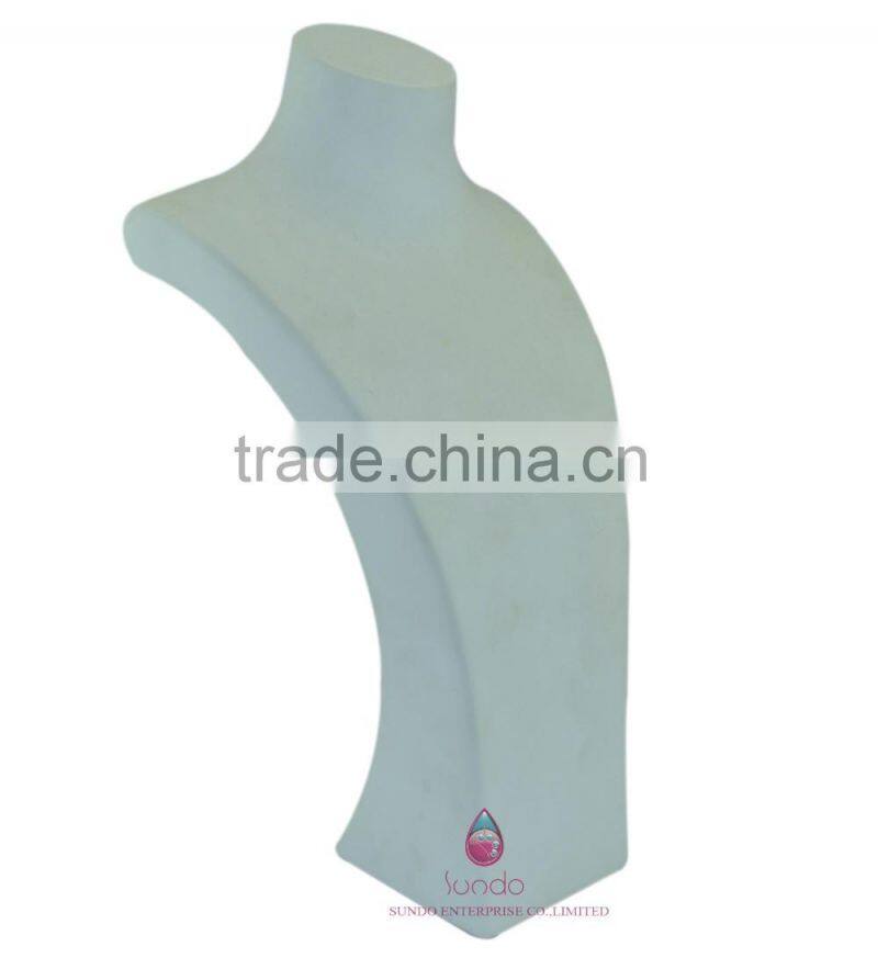 Handmade white jewelry necklace display bust