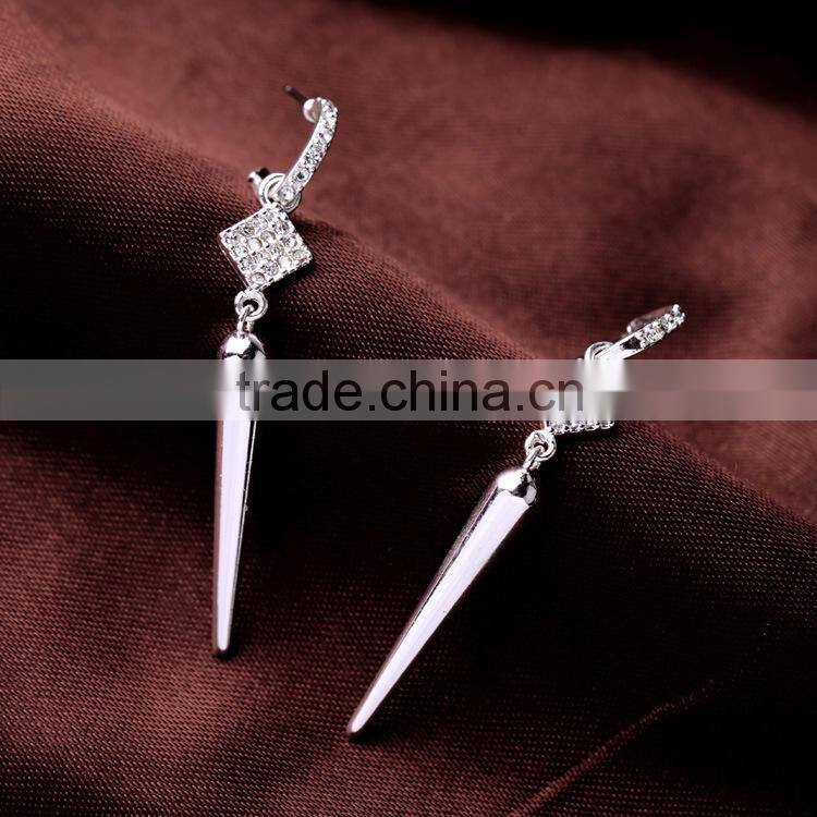 Silver and golden Pin Pave Rivet Spike Ponited Earring earring