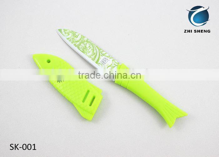 Fish Shape cheap paring knife with sheath