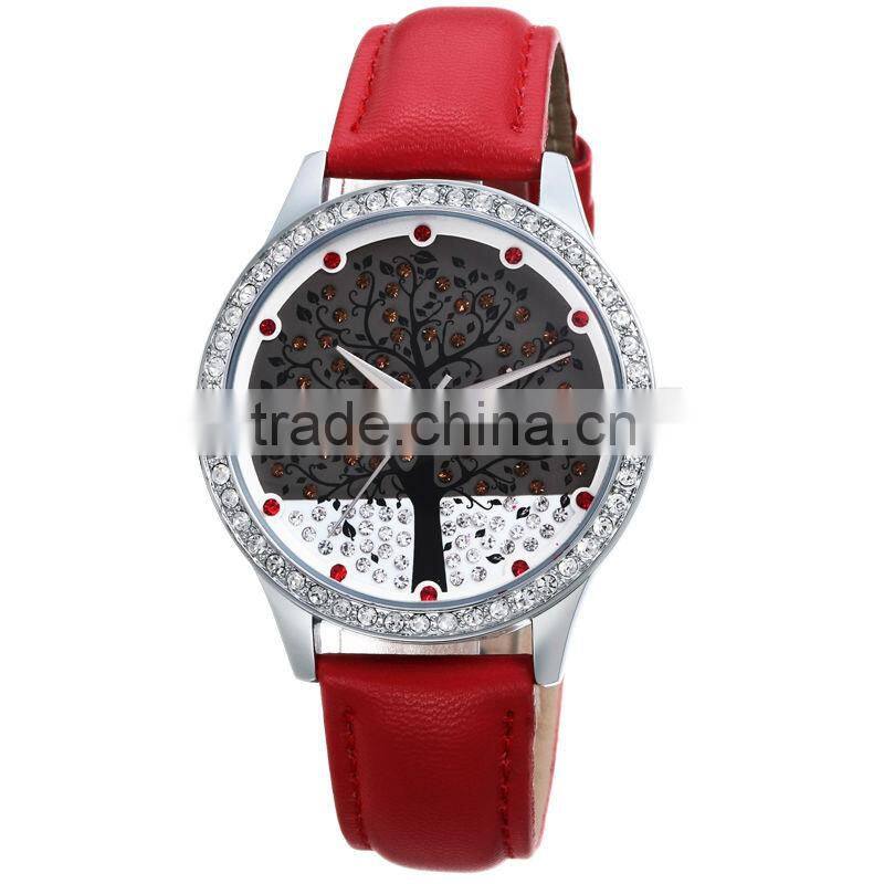 skone 9195 crystal decorated tree dial watches