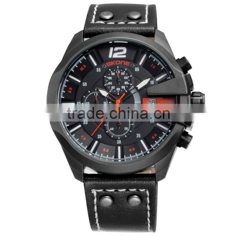 SKONE 9430 Best quality custom watch pu leather men hand watch