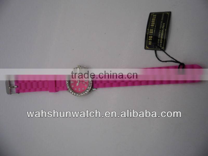 China own brand crystal gifts pink strap lady's fancy diamond watch