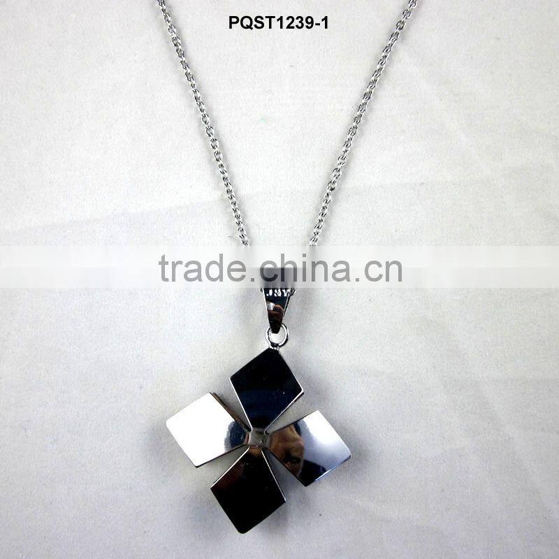 New design fashion silver four leaf clover flower necklace and earring set