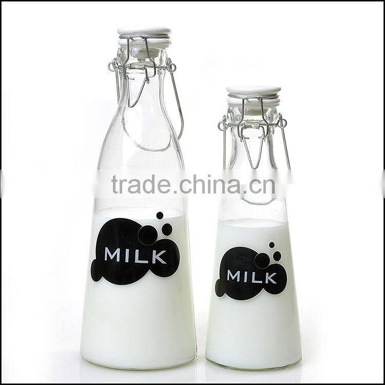 1L&500ml Glass Milk Bottle with Ceramic lids