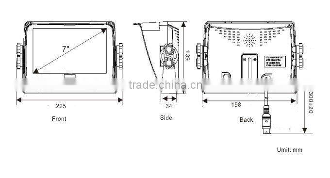 7 Inch tft color digital car reverse monitor with touch buttons