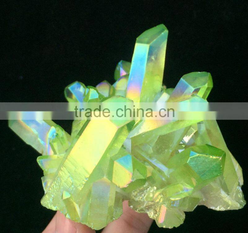 large green electroplating crystal cluster for selling