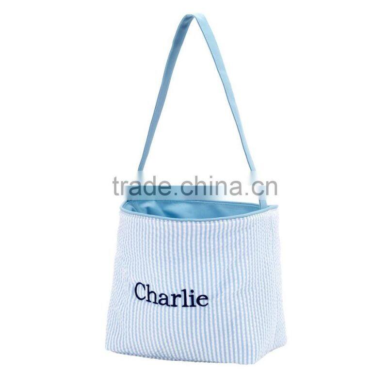 Wholesale Boutique Easter Basket Monogrammable Seersucker Bucket