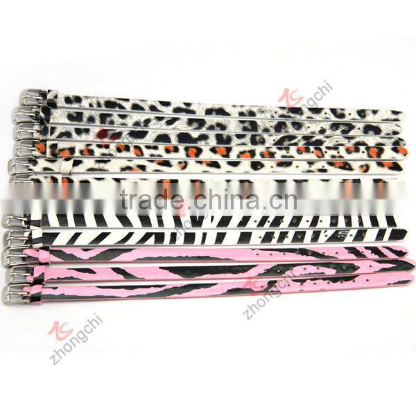 New design Leopard PU leather 8mm bracelet with simple buckle,fashion leather bracelet