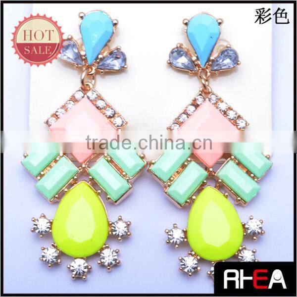 Fashion Colorful Resin Shourouk Alloy Drop Earring