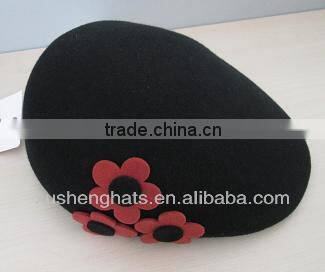 best selling black wool felt peaked cap with chain