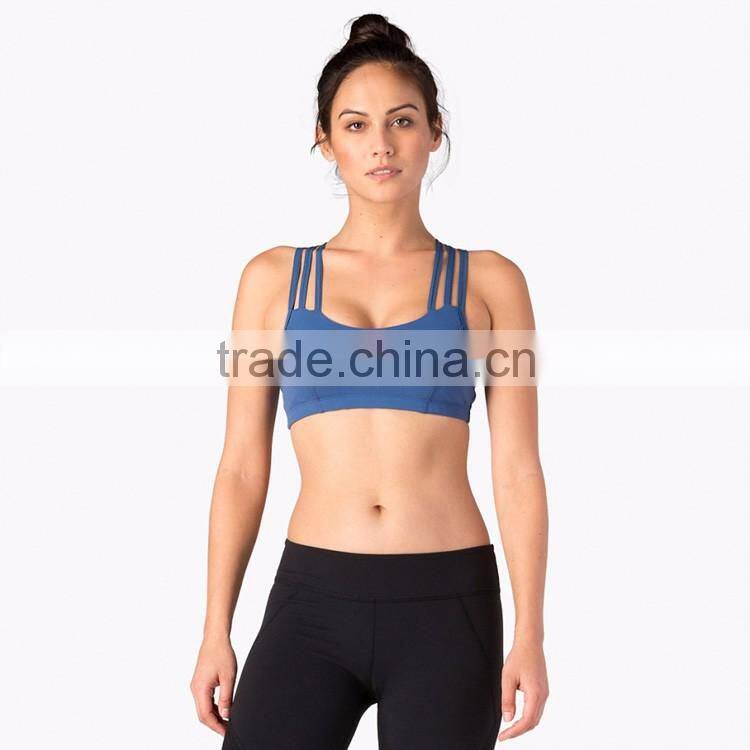 Triple Strap Cross Back Custom Logo Women Workout Bra Fitness Top