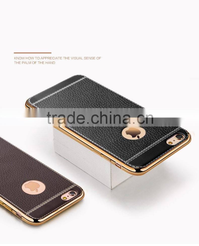 Litchi Grain Luxury Plating TPU Cover Case for iPhone 7 7 Plus Soft Silicone Plating Bumper Case for iPhone 7 7 Plus