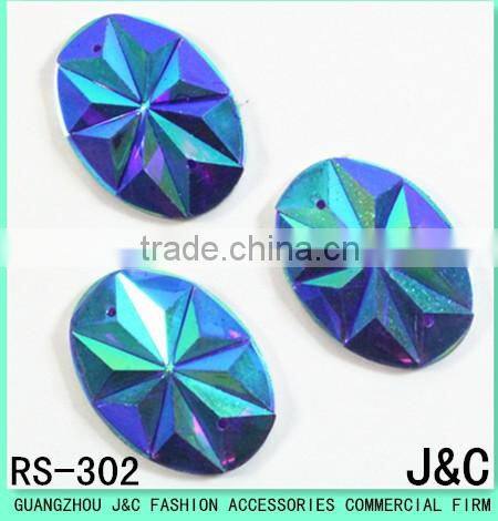 20 * 30 oval shape blue acrylic stone