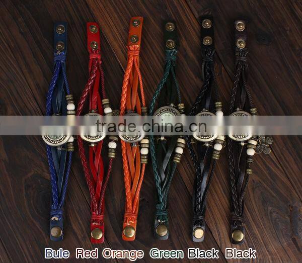 ladies vintage wholesale fashion watches bracelet leather weave strap