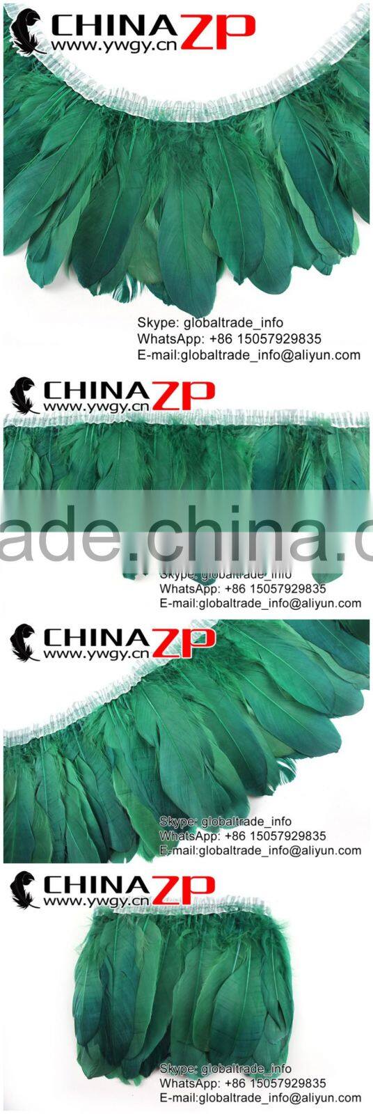 NO.1 Supplier CHINAZP Wholesale Selected Prime Quality Dyed Kelly Green Goose Satinettes Feathers Plumage Trim Fringe