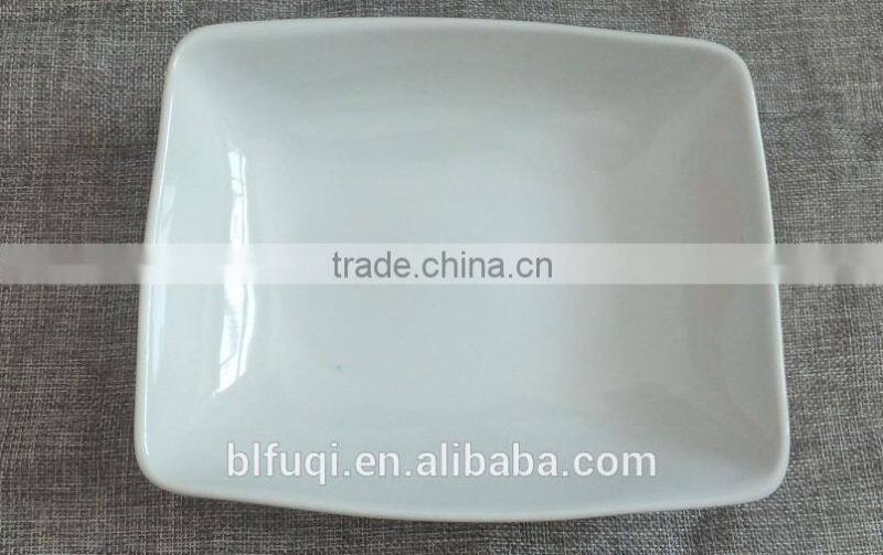 9''cheap bulk white Rectangle porcelain soup plate Hotel used ceramic dinner plate & dish stock FQR16014