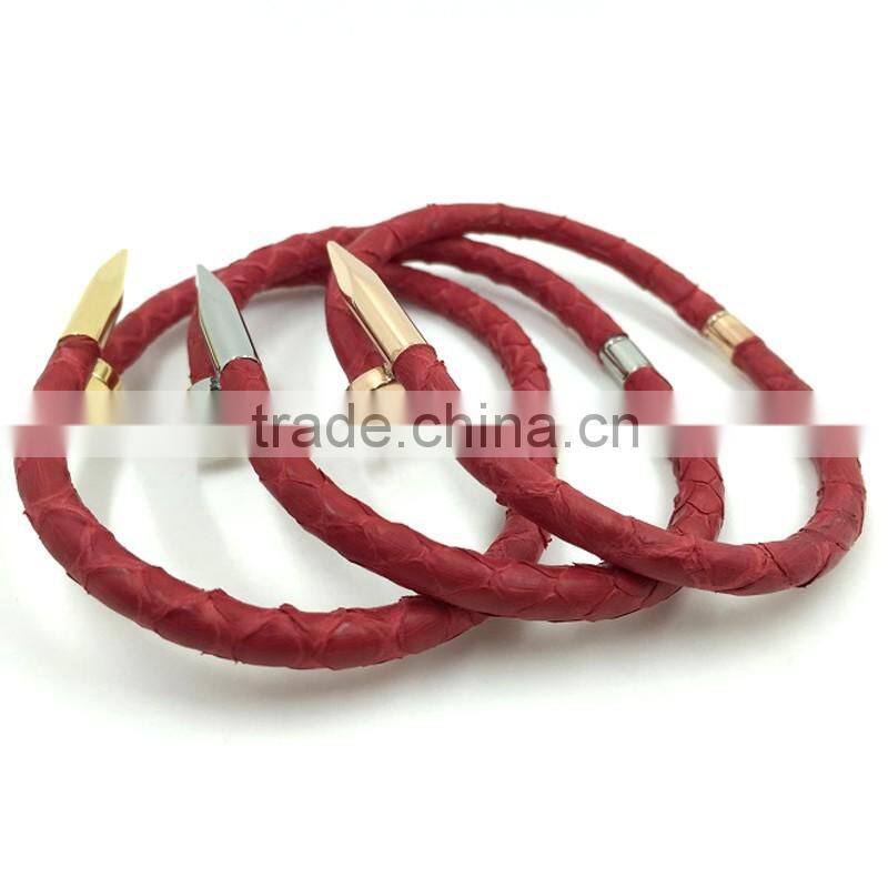 TOP QUALITY Stainless Steel python Nail Bracelet 18K gold Plated Women Jewelry Nail Screw Cuff Bangle