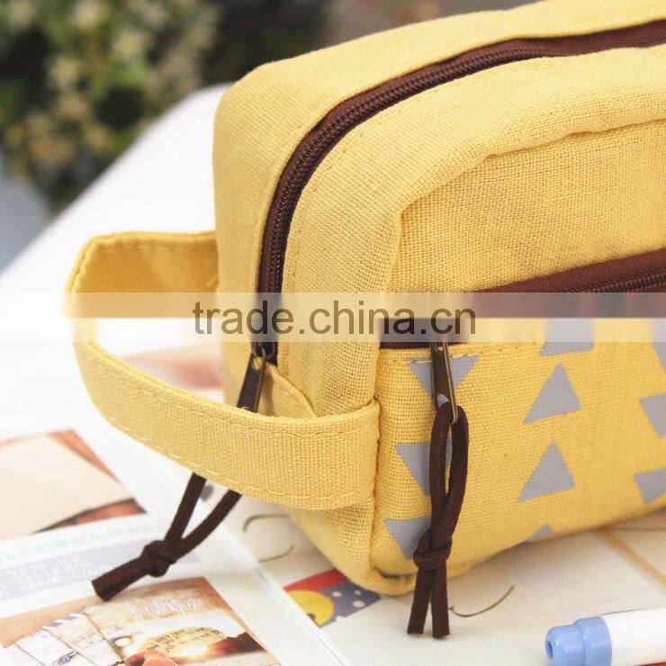 clear customizable fasion stationary large two zipper canvas pencil case with compartments for teenagers