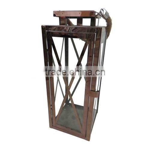 New design high quality rose golden Stainless steel lantern for home decoration