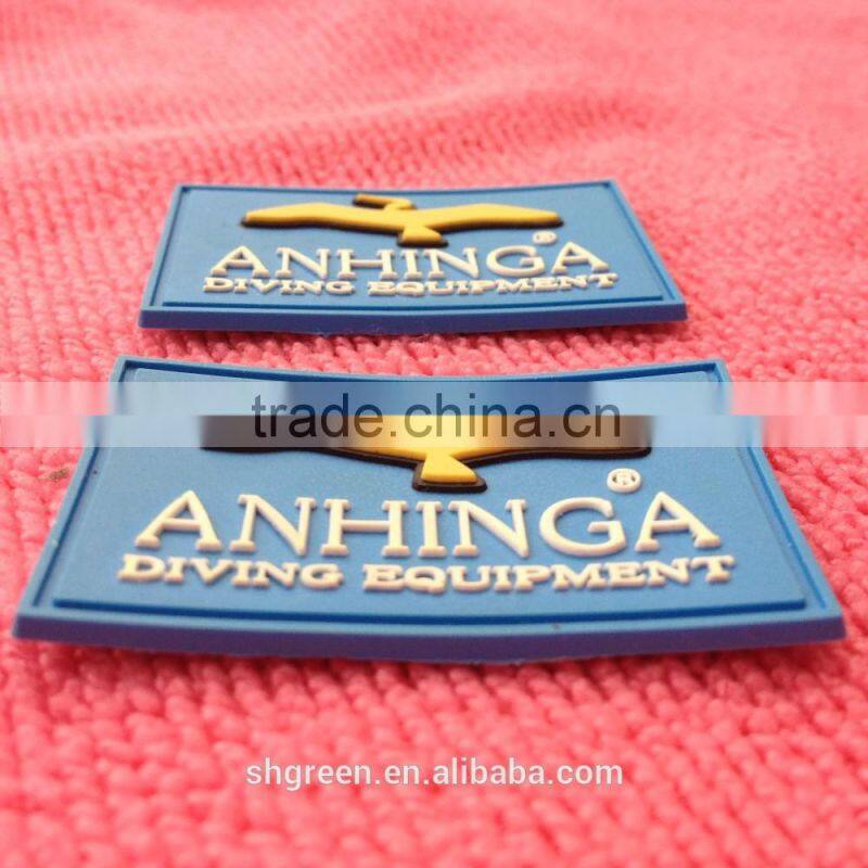 Customized diving uniform rubber patch,clothes PVC rubber label