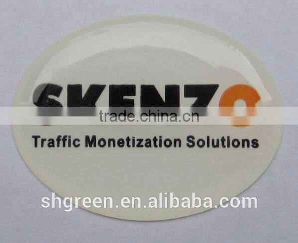 Transparent epoxy resin domed sticker for vehicle
