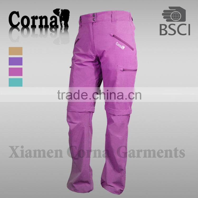 2016 new design women quick-dry and zip off cargo pants in xiamen