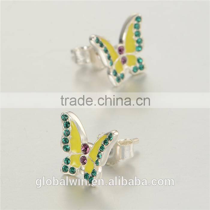 New Design Fashion Cheap Factory Direct Sale Butterfly Enamel Earrings