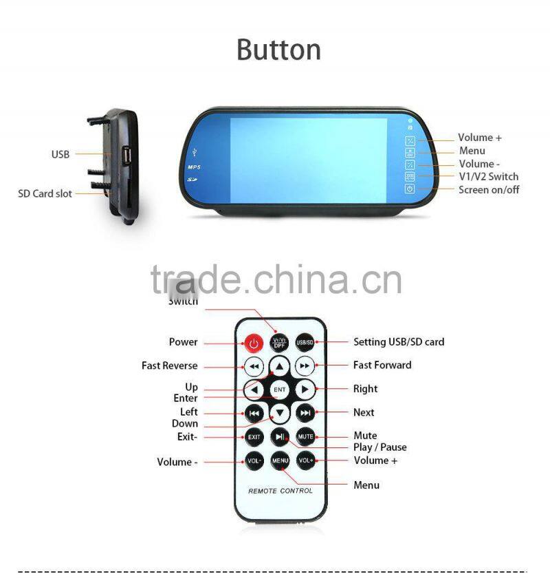 Car Mirror Parking Sensor with Wide Rear View