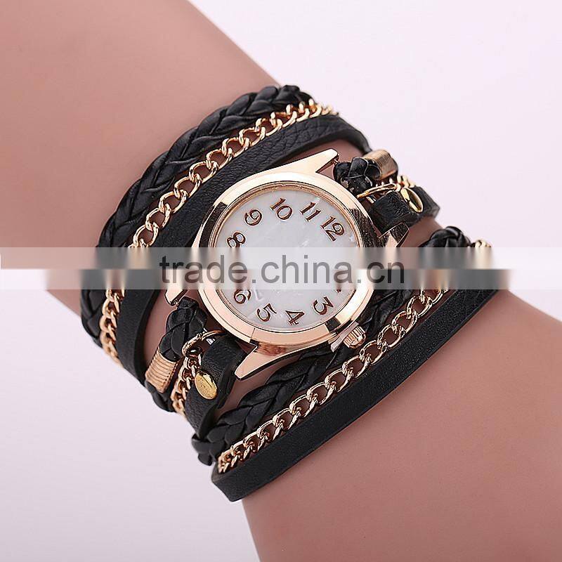 New braided bracelet watch leather bracelet watch multi colors waist watch for women