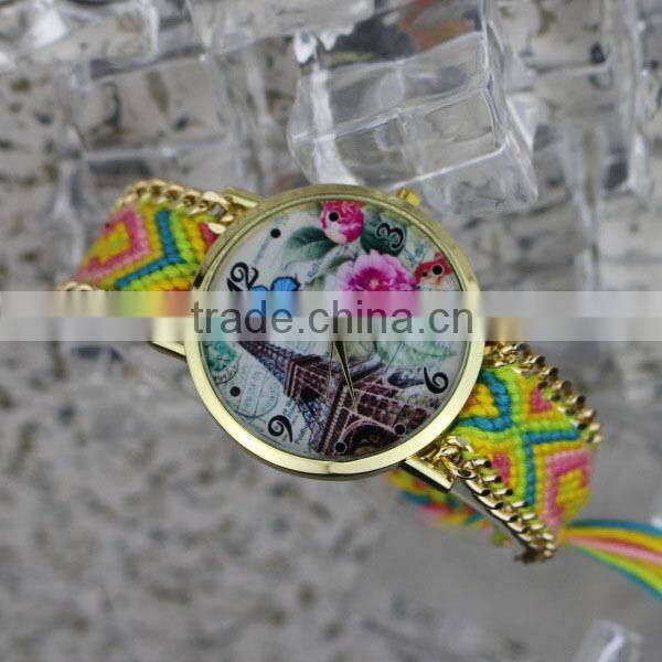 2015 Luxury fashion Geneva watch ,braided weave wristwatch,geneva woman watch