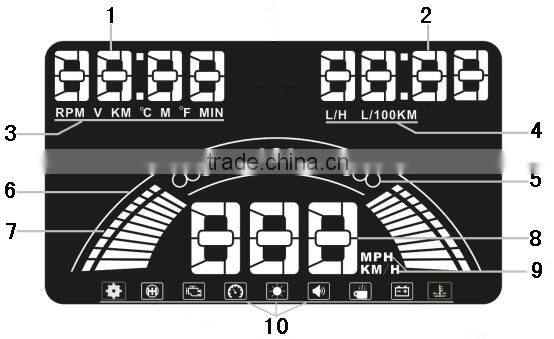 Wholesale Factory price GPS and OBD Head Up Display HUD for Car With Speed and Overspeed Display