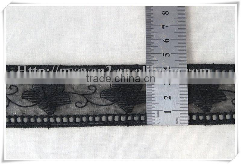 High quality black swiss embroidery cotton voile laces for Decorating