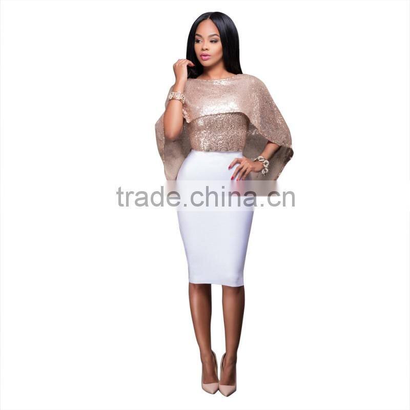 Bonvatt Sexy two color sequins small shawl shirt nightclubs for women