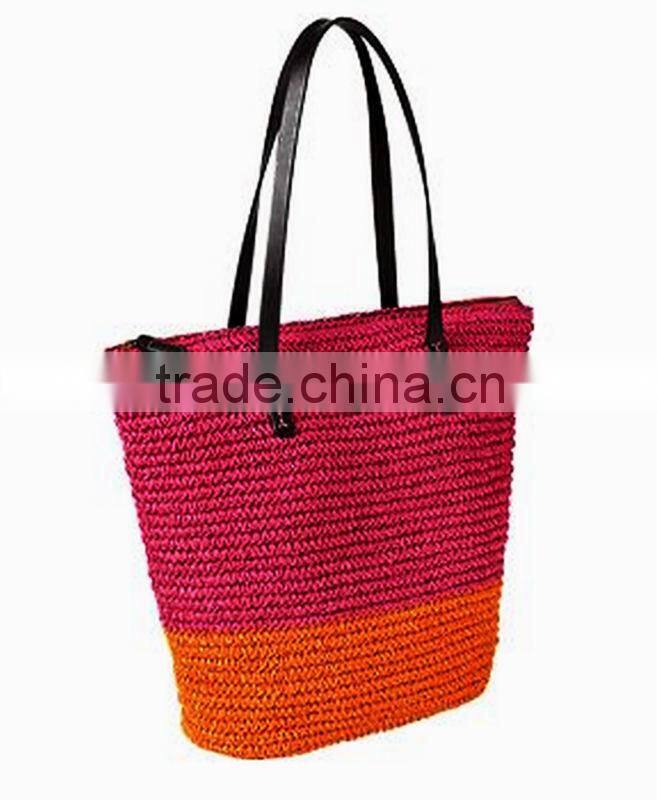 New Arrival PP straw beach bag stripe wheat straw beach bag