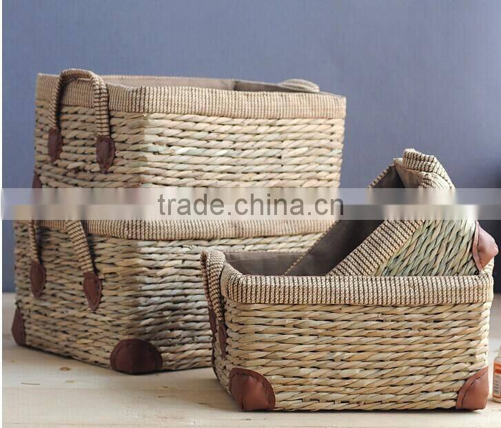natural straw seagrass sundry basket box
